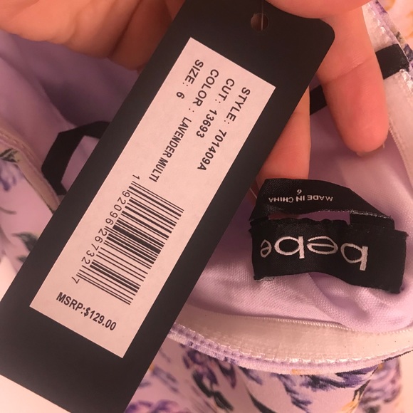 NWT bebe Lavender Floral Halter Ruffle Dress - Picture 7 of 8